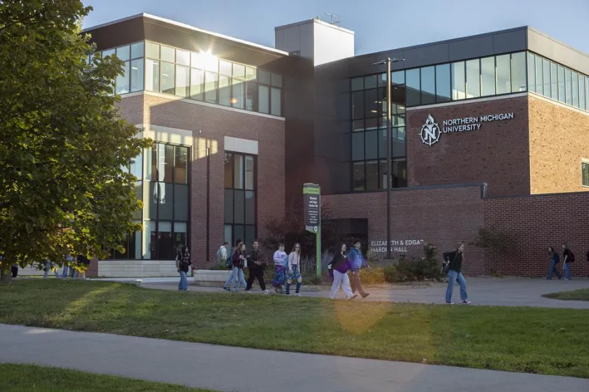 Students walk past Jamrich Hall