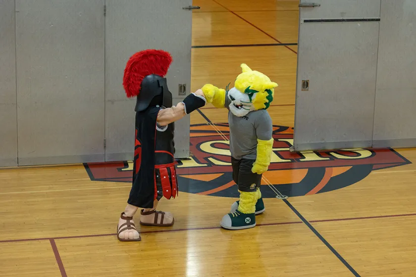 Sully the Sentinel and Wildcat Willy fist bump