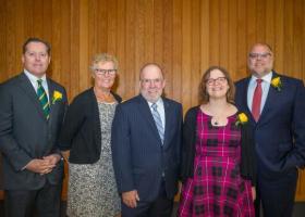 From left: Nelsen, Butler, NMU President Fritz Erickson, Millner and Schloegel. Patrick did not attend, but submitted her comments via video.