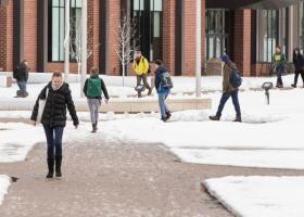 Winter campus stock photo