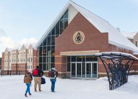 The Lodge entrance to the Woods housing complex
