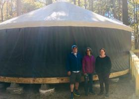 Jordan, Medina and Wuorinen in front of the yurt.