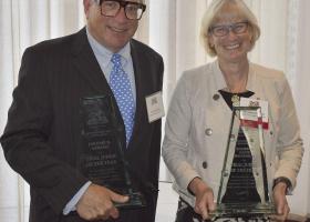 Messerich (right) and Abrams with their awards