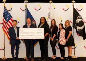 NMU Associate Provost Dale Kapla is pictured with NAHF Board of Directors Jamie Stuck, Dorie Rios, Elizabeth Kinnart, Kimberly Vargo and Melissa Kiesewetter at the check presentation ceremony.
