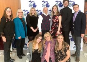 Front (from left): Kortney Manchip, Audree Stephens and Mandy Mileham. Back (from left): Nancy Zimmerman, Rebecca Patterson, Adrianna Stephens, Robert Engelhart, Caitlin Palomaki, Eric Mackall and Curt Rogan.