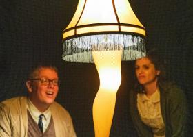 From left: Actors Jason Park and Sara Park (background) play Ralphie's parents, while Evan Harma (front right) and Jack Johnson play Ralphie and his brother, Randy.