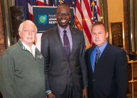 From left: NMU Trustee James Haveman, Lt. Gov. Garlin Gilchrist and NMU alumnus Brian Swift at the Impaired Driving Prevention Month Award Ceremony