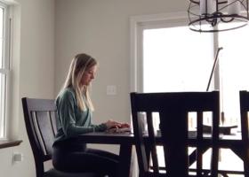 Saint-Onge monitoring social media at home.