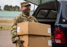 Szabo delivering supplies (photo by 2nd Lt. Ashley Goodwin)