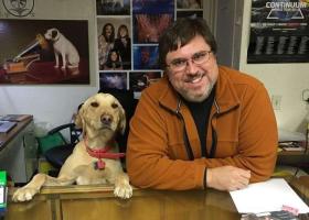 Gleason with his dog, Blue.