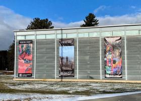 The winners' banners on display
