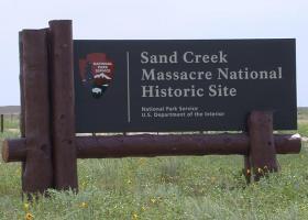 Sand Creek Massacre National Historic Site sign
