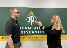 Moore (right) with Owen Mills