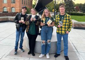 NMU's A Team (from left): Ken Brunger, senior political science secondary education major from Cheboygan; Kenzie Pierson, senior chemistry major from Westland; Ella Uren, senior anthropology major from Negaunee; and Andrew Semak, senior history major from Leonard.