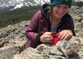 Rinsland with a pika (University of Richmond photo)
