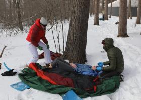 Students participating in a simulation exercise