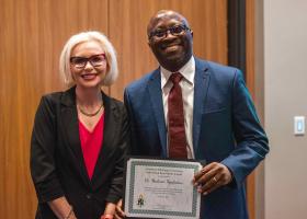 Ngafeeson (right) with Business colleague Stacy Boyer-Davis