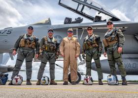 Fini (second from left) with fellow pilots