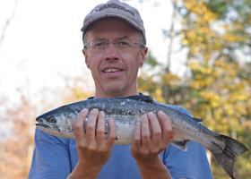 Phillips with a Coho salmon