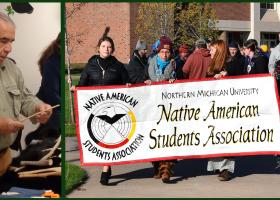 Last year's U.P. Folklife Award recipients: traditional wood carver Russell Dees of Marquette and NMU's Native American Student Association.