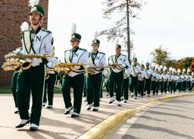 NMU marching band on campus