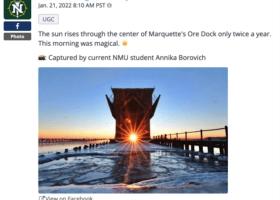 A Facebook post with a student's photo of "Orehenge," which Rival IQ called out in its summary.