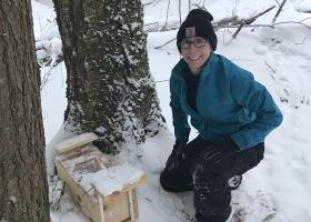 Lafferty doing field research