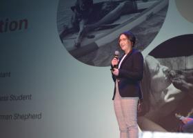 Rachel Harvey making her Big Pitch (Mining Journal photo)