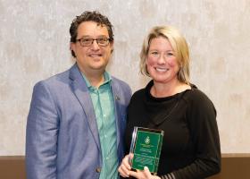 Cameron-Standerford (right) with Joe Lubig, associate dean and director of Education, Leadership and Public Service