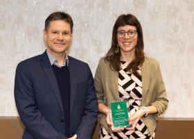 Carlson (right) with Interim Provost Dale Kapla