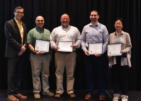 (From left): President Brock Tessman, Garcia, Richards, Baumgartner and Zhang. Not pictured: Danek and Gadzinski