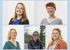 Award recipients (Top from left): Olivia Dunn and Bailey Gomes; (bottom from left) Amanda Bonesteel, Catherine Peterson and Kayla Stevens