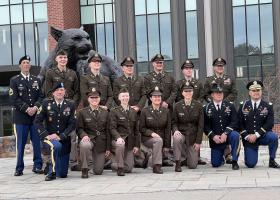 Front Row L to R: MSG Donald Clemons, 2LT Hollen, 2LT Cushman, 2LT Moody, 2LT Dickie, CPT Jake Krause, MAJ Cron; (Back row L to R):  SFC Joshua Jenkins, 2LT Teichman, 2LT St. John, 2LT Slade, 2LT Metzger, 2LT Berenz, MAJ Little.