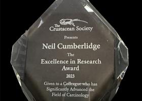 Cumberlidge's Name on the Excellence in Research Award