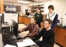 NMU researchers (front L-R) Schick and Dotson and (back L-R) Wells and Professor Putman