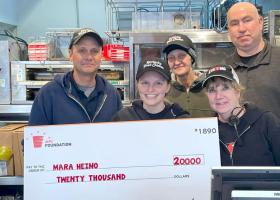 Heino (front center) with KFC team members in Marquette.