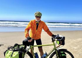 Closser at Cannon Beach, Oregon, before his final leg to Astoria (Facebook photo)