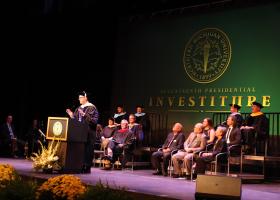 Tessman speaks at the ceremony