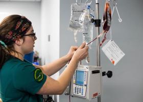 Blood transfusion lab stock photo