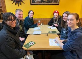 Some members of the Spanish Club at a Chicago restaurant.