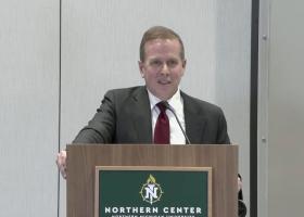 Gavin Leach provides facilities updates at the forum.