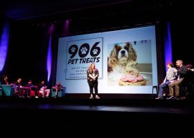 Big Pitch winner Heather Lindstrom presents her idea to the judging panel