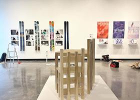 The gallery during the exhibit's installation (DeVos Art Museum photo)