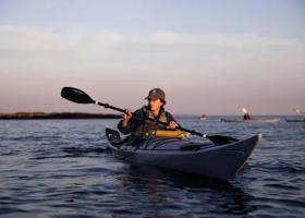 Sunrise kayak stock photo