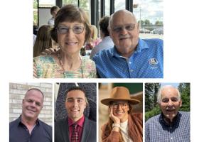 Top: Ann and Patrick Cashin. Bottom from left: Jim Thorburn, Ryan McAllister, Megan Persons and Jim Mansfield