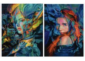 From left: Tourmaline, Regent and Siren from Hughes' Re-Emergent solo exhibition at Modern Eden Gallery in San Franciso. The last piece was displayed in the Character in Context exhibition in Colorado.