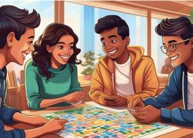 Illustration of students playing a game