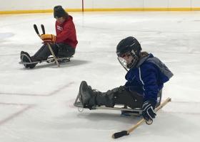 Sled hockey athletes