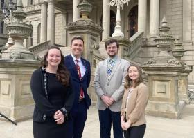 From left: Gariepy, Morris, Klossner and Hagan outside the Michigan State Capitol