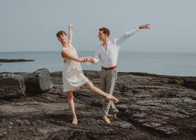 Dancers from Ballet Project OC (Orange County, Calif.) during a photo shoot on the black rocks at Presque Isle Park last summer. They are returning to the North Coast Dance Festival in July.